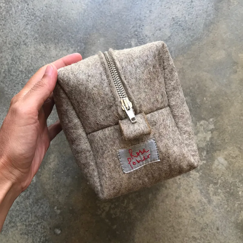 Wool felt travel pouch