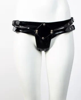 XXX PVC STUDDED THONG